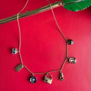 Coach Necklace,Coach Gold Necklace with Black and Silver Accents